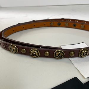 NWT Leather belt with studded rose detail